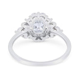 Art Deco Oval Natural Stone Flower Ring