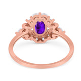Art Deco Oval Natural Stone Flower Ring