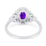 Art Deco Oval Natural Stone Flower Ring