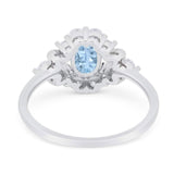 Art Deco Oval Natural Stone Flower Ring