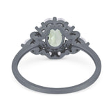 Art Deco Oval Natural Stone Flower Ring