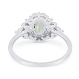 Art Deco Oval Natural Stone Flower Ring
