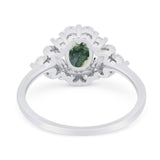 Art Deco Oval Natural Stone Flower Ring