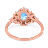 Art Deco Oval Natural Stone Flower Ring