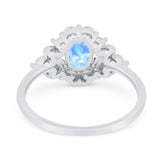 Art Deco Oval Natural Stone Flower Ring