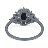 Art Deco Oval Natural Stone Flower Ring