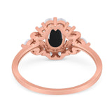 Art Deco Oval Natural Stone Flower Ring