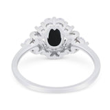 Art Deco Oval Natural Stone Flower Ring