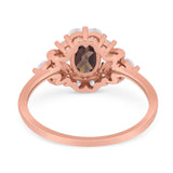 Art Deco Oval Natural Stone Flower Ring