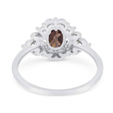 Art Deco Oval Natural Stone Flower Ring