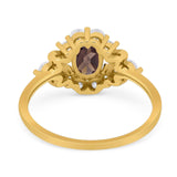 Art Deco Oval Natural Stone Flower Ring