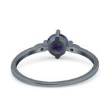 Art Deco Round Natural Stone Wedding Ring