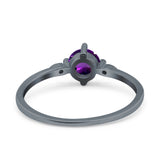 Art Deco Round Natural Stone Wedding Ring