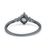 Art Deco Round Natural Stone Wedding Ring