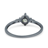 Art Deco Round Natural Stone Wedding Ring