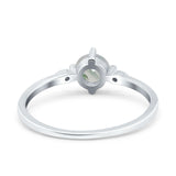 Art Deco Round Natural Stone Wedding Ring