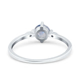 Art Deco Round Natural Stone Wedding Ring