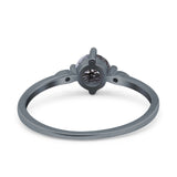 Art Deco Round Natural Stone Wedding Ring