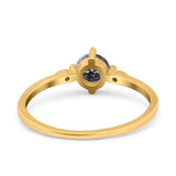 Art Deco Round Natural Stone Wedding Ring