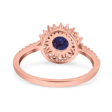 Floral Art Deco Round Natural Stone Ring