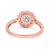 Floral Art Deco Round Natural Stone Ring