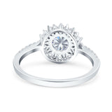 Floral Art Deco Round Natural Stone Ring