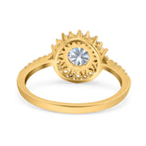 Floral Art Deco Round Natural Stone Ring