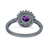 Floral Art Deco Round Natural Stone Ring