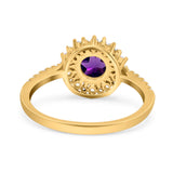 Floral Art Deco Round Natural Stone Ring