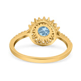 Floral Art Deco Round Natural Stone Ring