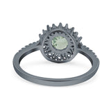 Floral Art Deco Round Natural Stone Ring