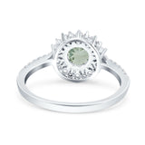 Floral Art Deco Round Natural Stone Ring