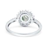 Floral Art Deco Round Natural Stone Ring