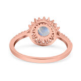 Floral Art Deco Round Natural Stone Ring