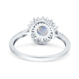 Floral Art Deco Round Natural Stone Ring