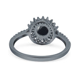 Floral Art Deco Round Natural Stone Ring