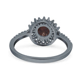 Floral Art Deco Round Natural Stone Ring