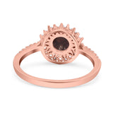 Floral Art Deco Round Natural Stone Ring