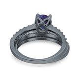 Two Piece Round Natural Stone Bridal Ring