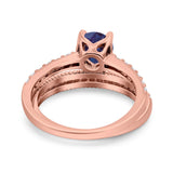 Two Piece Round Natural Stone Bridal Ring