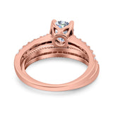 Two Piece Round Natural Stone Bridal Ring