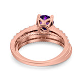 Two Piece Round Natural Stone Bridal Ring