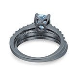 Two Piece Round Natural Stone Bridal Ring