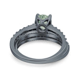 Two Piece Round Natural Stone Bridal Ring