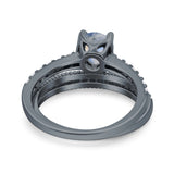 Two Piece Round Natural Stone Bridal Ring