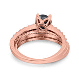 Two Piece Round Natural Stone Bridal Ring