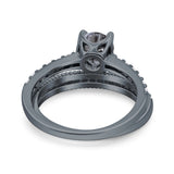 Two Piece Round Natural Stone Bridal Ring