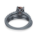 Two Piece Round Natural Stone Bridal Ring