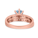 Art Deco Round Natural Stone Wedding Set Ring