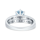 Art Deco Round Natural Stone Wedding Set Ring